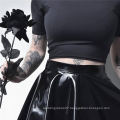 Sexy Diablo Girl Street Fashion Dark Black Leather Pleated Short Sexy Skirt